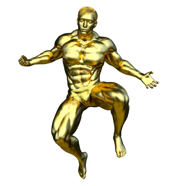 3D CG rendering of a gold man