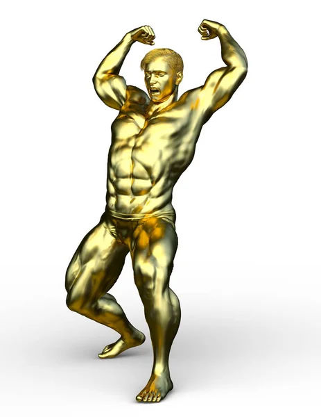 3D CG rendering of a gold man