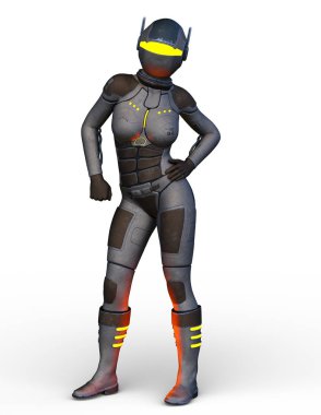 cyborg kadının 3D cg işleme