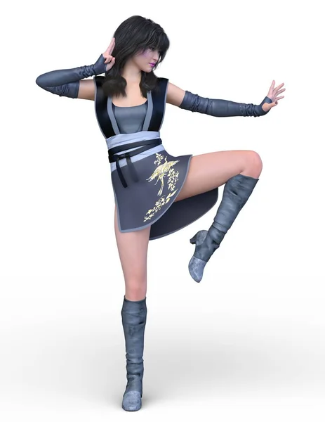 Renderização Mulher Ninja — Fotografia de Stock