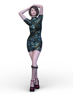 3D cg işleme etkin kız