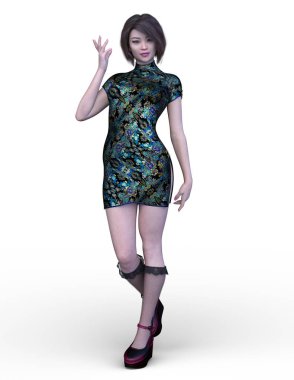 3D cg işleme etkin kız