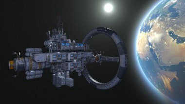 3D CG rendering of space ship  clipart