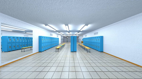 3D CG rendering of locker room