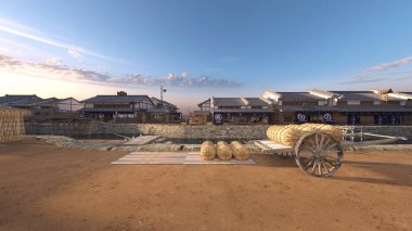Eski Japon townscape 3D cg render