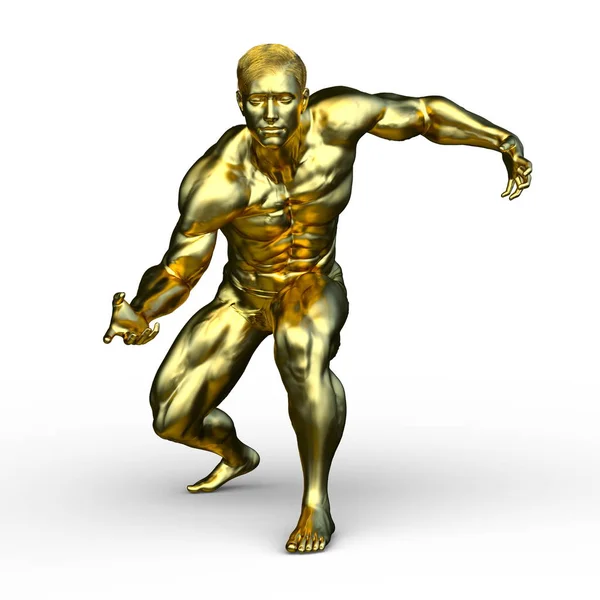 3D CG rendering of a gold man