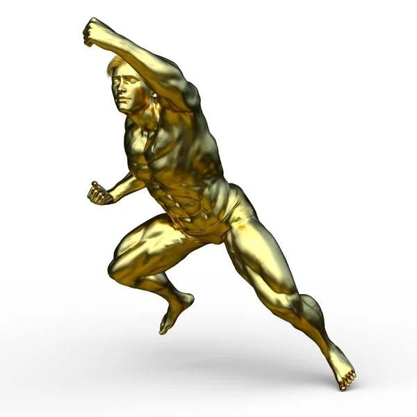 3D CG rendering of a gold man