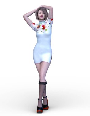 3D cg işleme etkin kız