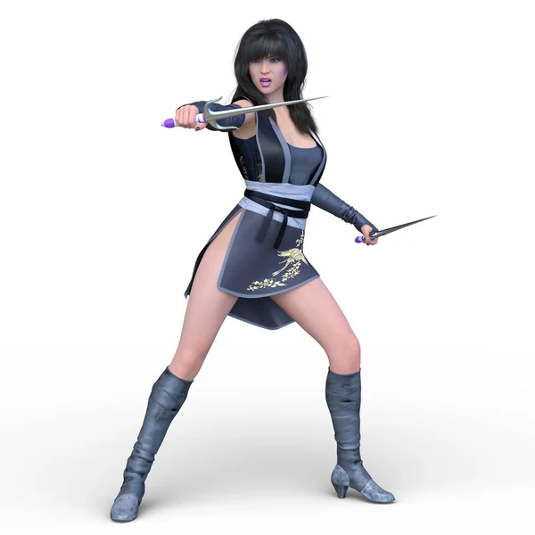 Rendering Ninja Woman — Stock Photo, Image