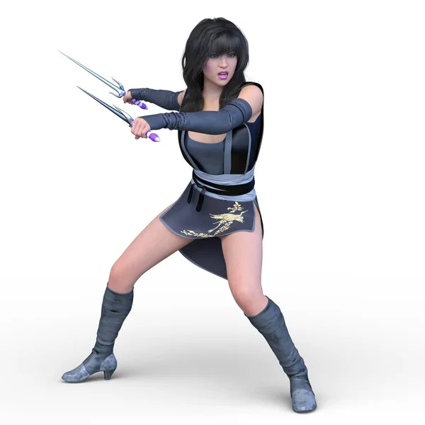 Rendering Von Ninja Frau — Stockfoto