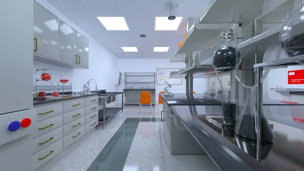 Rendering Science Room — Stock Photo, Image