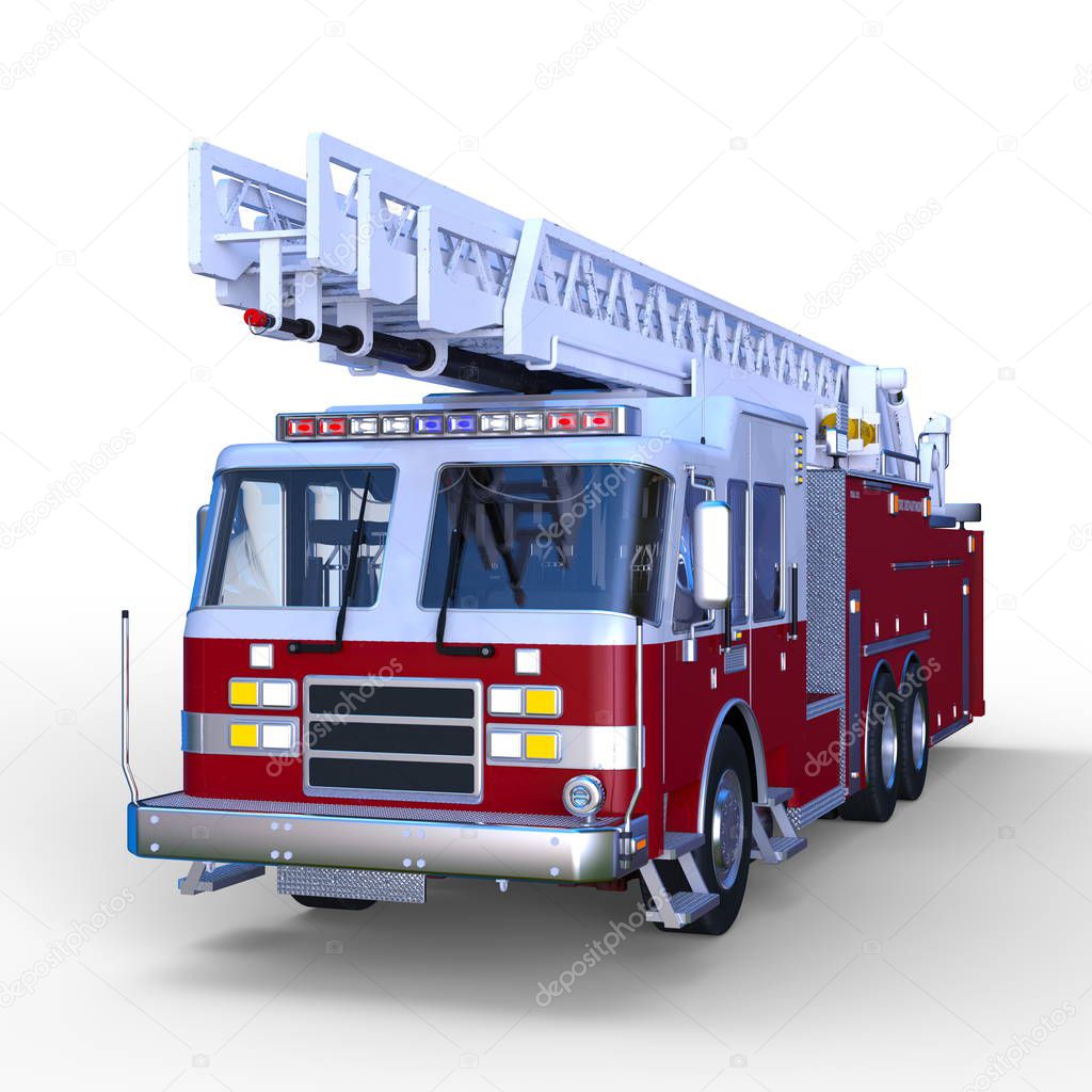 3D CG rendering of Fire engine