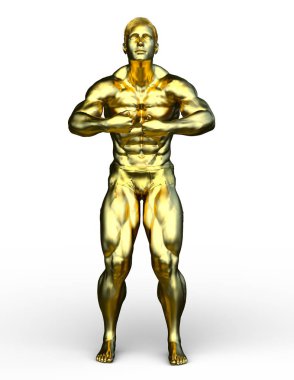 altın adam heykelinin 3D cg işleme