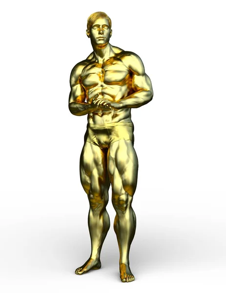 Rendering Guld Mannen Staty — Stockfoto