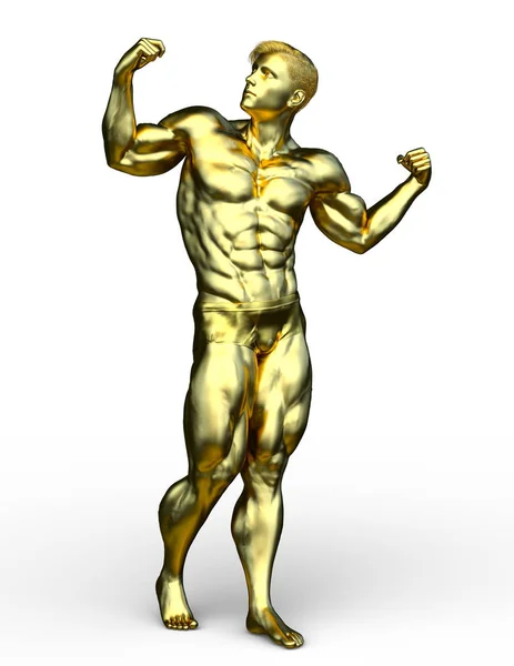Rendering Gold Man Statue — Stock Photo, Image