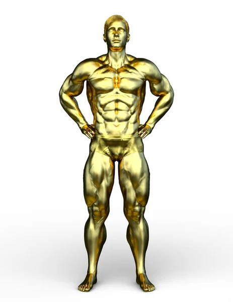 Rendering Guld Mannen Staty — Stockfoto