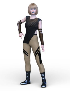 3D cg işleme etkin kız