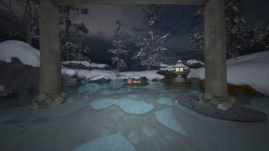 Onsen 3D cg render