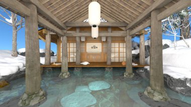 3D cg işleme Japon kış Spa