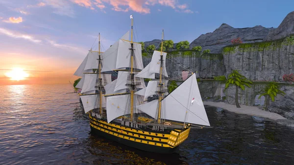 3D CG rendering of ship