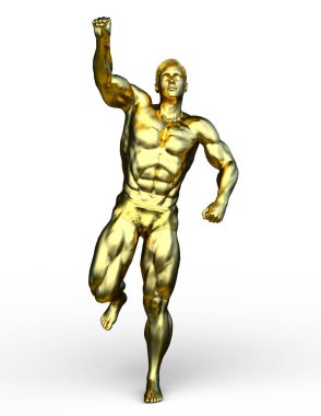 altın adam heykelinin 3D cg işleme