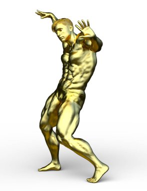 altın adam heykelinin 3D cg işleme