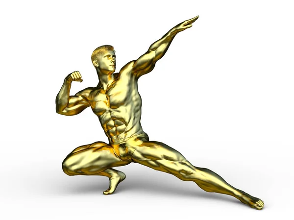 Renderização Estátua Homem Ouro — Fotografia de Stock