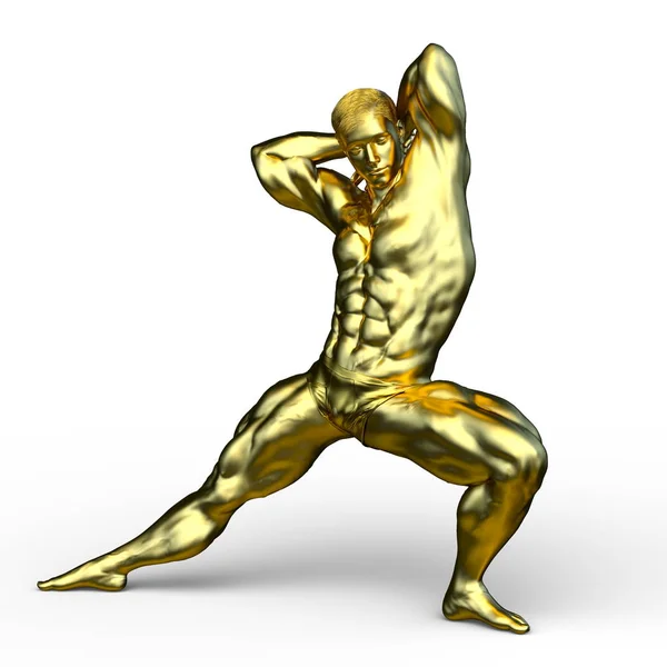 Rendering Statua Uomo Oro — Foto Stock