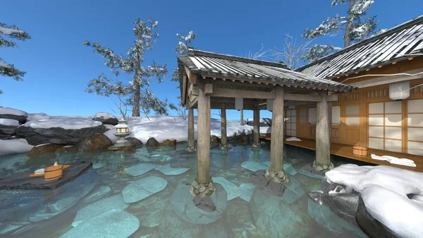 Render Japonca Spa Hiçbir Yado Yufuin Kış — Stok fotoğraf