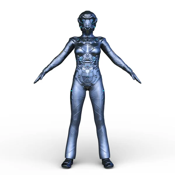 Rendering Cyborg Woman — Stock Photo, Image