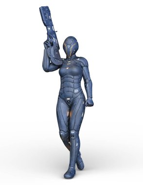 cyborg kadının 3D cg işleme