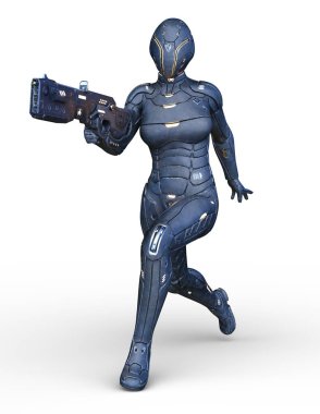 cyborg kadının 3D cg işleme