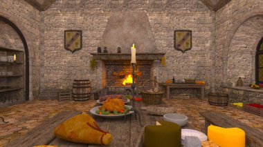 3D cg işleme Ortaçağ yaşam