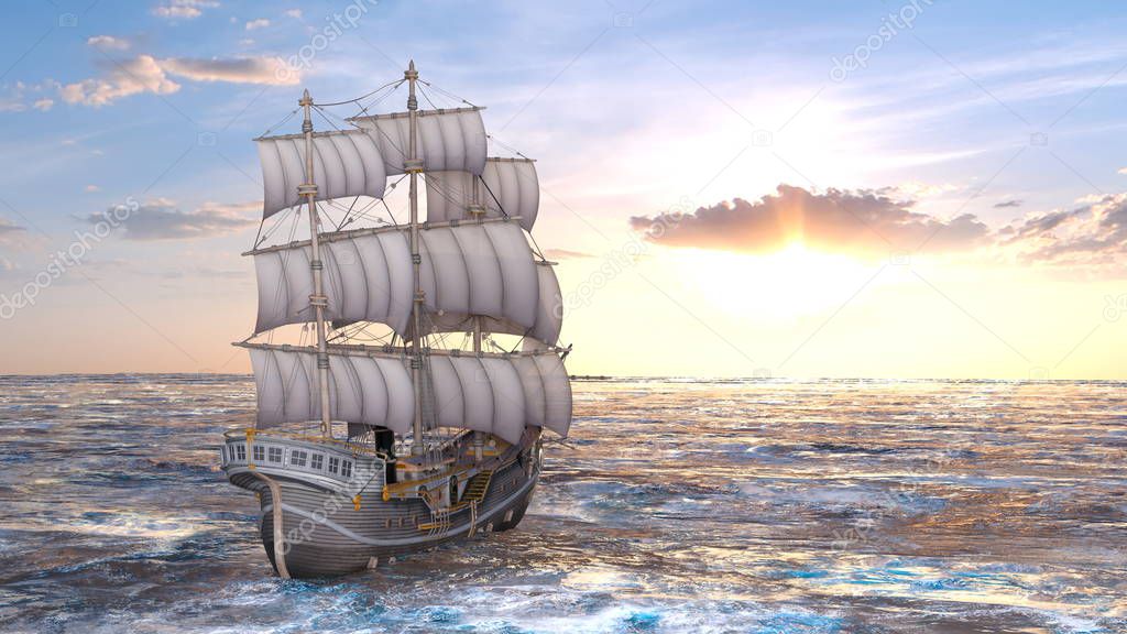 3D CG rendering of ship