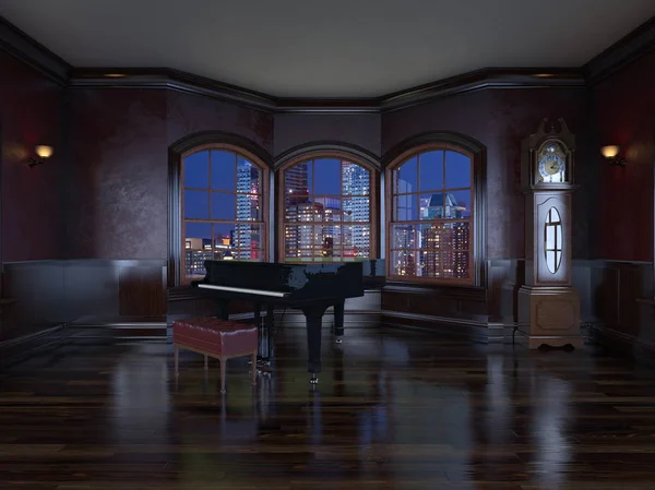 3D CG rendering of music room