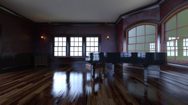 müzik odası 3D cg render