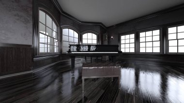 müzik odası 3D cg render