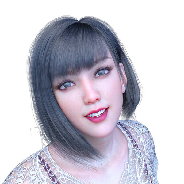 3D CG рендеринг активной девушки
