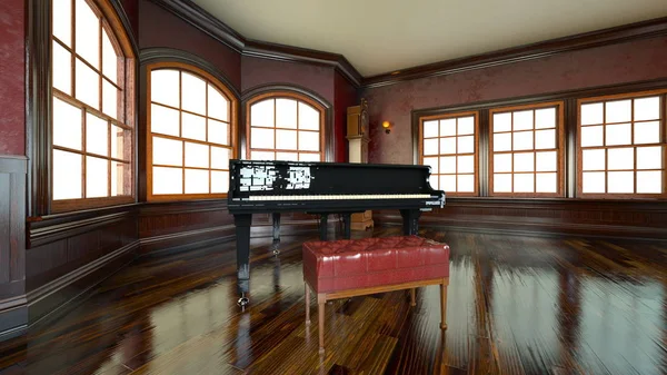 3D CG rendering of music room