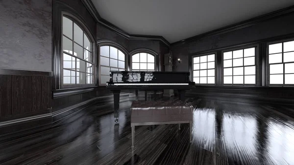 3D CG rendering of music room