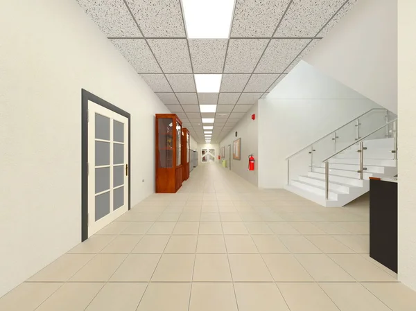 Rendering Building Hallway — Stock Photo, Image