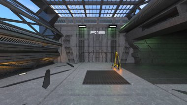 3d cg işleme fütüristik ambarı