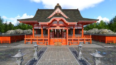 Shinto tapınağın 3D CG render