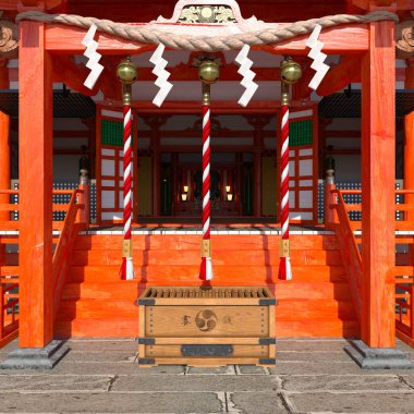 Shinto tapınağın 3D CG render