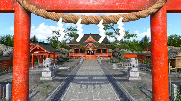 Shinto Tapınağın Render — Stok fotoğraf