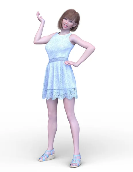 3D CG rendering of active girl