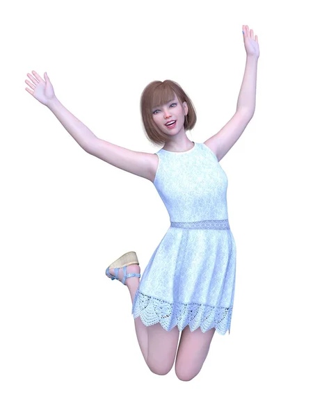3D CG rendering of active girl