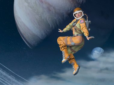 Nasa tarafından döşenmiş bu Görüntünün uzay adamı Elemanları 3d Cg render.