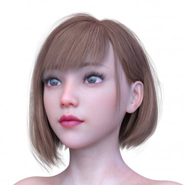 Kadının yüzünün 3d Cg render