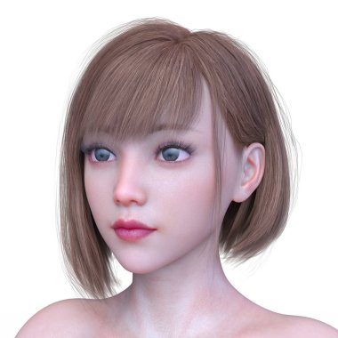 Kadının yüzünün 3d Cg render